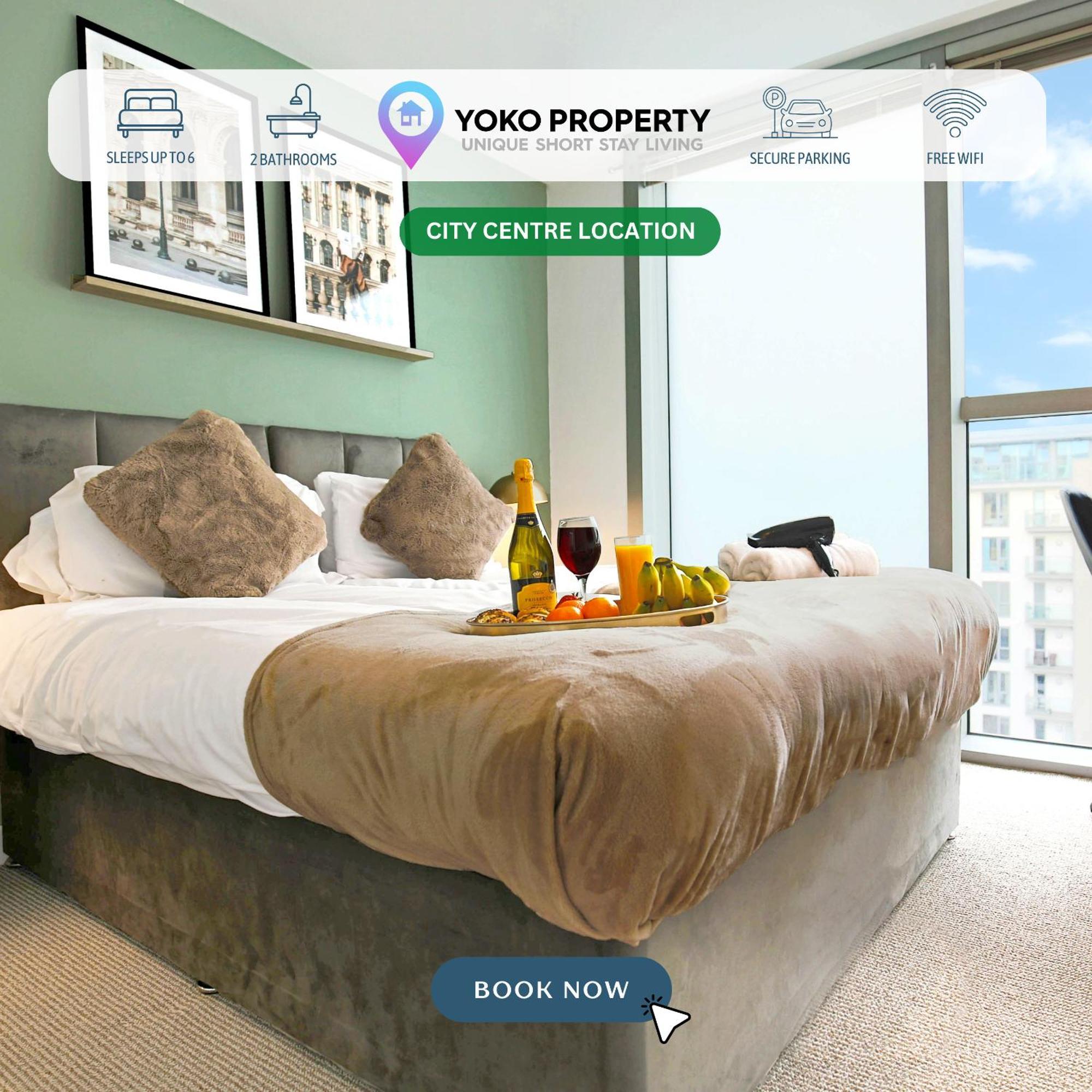 2 Bedroom 2 Bathroom - Centre - Free Parking, Fast Wifi, Juliet Balcony And Smart Tv With Skytv And Netflix By Yoko Apartment *